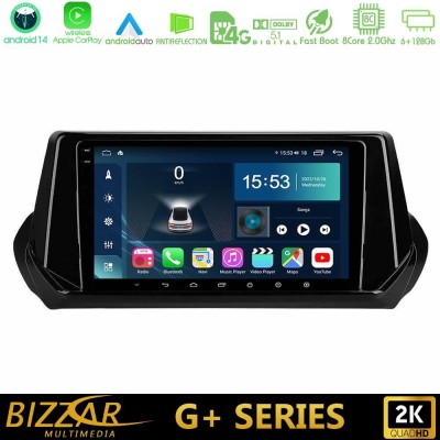 Bizzar G+ Series Peugeot 208 2019-2023 8Core Android14 6+128GB Navigation Multimedia Tablet 9