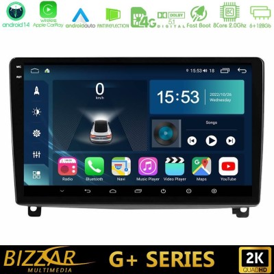 Bizzar G+ Series Peugeot 407 8core Android14 6+128GB Navigation Multimedia Tablet 9