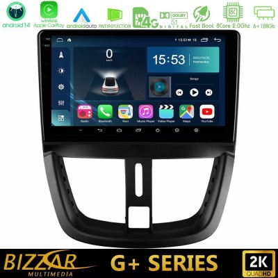 Bizzar G+ Series Peugeot 207 8core Android14 6+128GB Navigation Multimedia Tablet 9