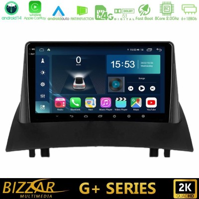 Bizzar G+ Series Renault Megane 2 2002-2008 8Core Android14 6+128GB Navigation Multimedia Tablet 9