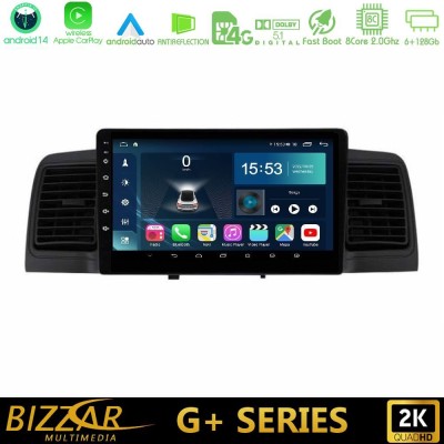 Bizzar G+ Series Toyota Corolla 2002-2006 8Core Android14 6+128GB Navigation Multimedia Tablet 9