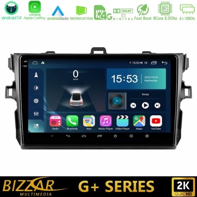 Bizzar G+ Series Toyota Corolla 2007-2012 8core Android14 6+128GB Navigation Multimedia Tablet 9