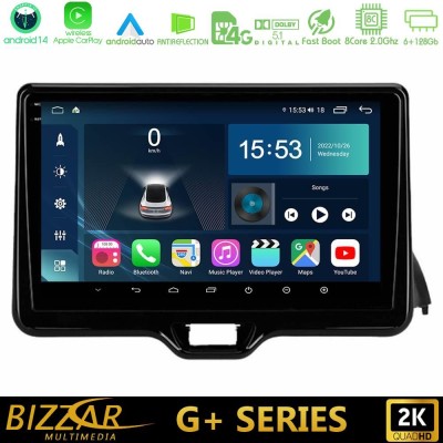 Bizzar G+ Series Toyota Yaris 2020-> 8Core Android14 6+128GB Navigation Multimedia Tablet 10