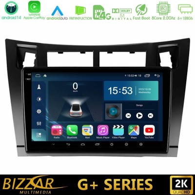 Bizzar G+ Series Toyota Yaris 8core Android14 6+128GB Navigation Multimedia Tablet 9