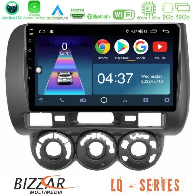 Bizzar LQ Series 4Core Android14 2+32GB Honda Jazz 2002-2008 (Manual A/C) Navigation Multimedia Tablet 9