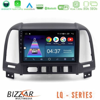 Bizzar LQ Series 4Core Android14 2+32GB Hyundai Santa Fe 2006-2013 Navigation Multimedia Tablet 9