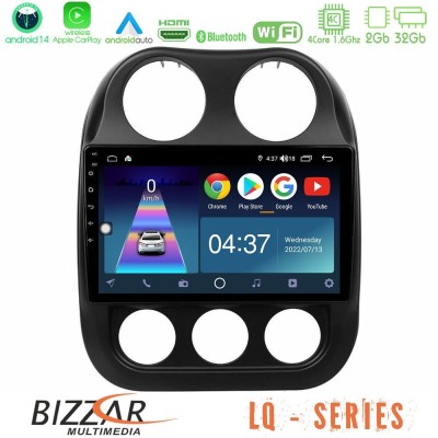 Bizzar LQ Series 4Core Android14 2+32GB Jeep Compass 2012-2016 Navigation Multimedia Tablet 9