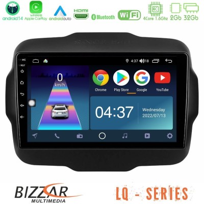 Bizzar LQ Series 4Core Android14 2+32GB Jeep Renegade 2015-2019 Navigation Multimedia Tablet 9