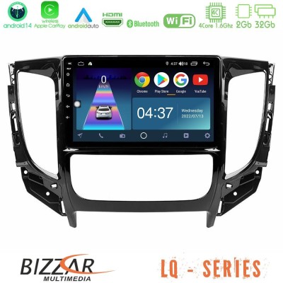 Bizzar LQ Series 4Core Android14 2+32GB Mitsubishi L200 2016-> & Fiat Fullback (Auto A/C) Navigation Multimedia Tablet 9