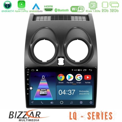 Bizzar LQ Series 4Core Android14 2+32GB Nissan Qashqai J10 Navigation Multimedia Tablet 9