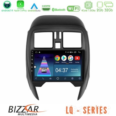 Bizzar LQ Series 4Core Android14 2+32GB Nissan Micra 2013-2016 Navigation Multimedia Tablet 9