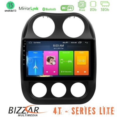 Bizzar 4T Series Jeep Compass 2010-2016 4Core Android13 2+32GB Navigation Multimedia Tablet 10