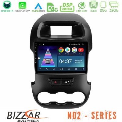 Bizzar ND2 Series 8Core Android14 2+32GB  Ford Ranger 2012-2016 Navigation Multimedia Tablet 9