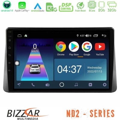Bizzar ND2 Series 8Core Android14 2+32GB Ford Focus 2019-> Navigation Multimedia Tablet 9