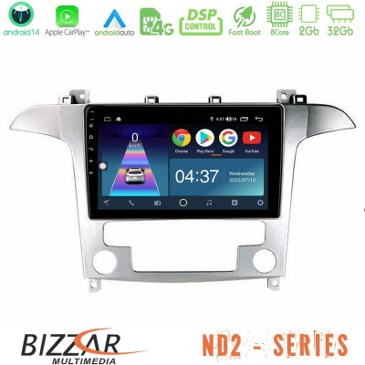 Bizzar ND2 Series 8Core Android14 2+32GB  Ford S-Max 2006-2012 Navigation Multimedia Tablet 9