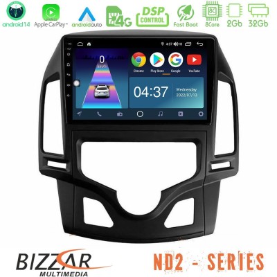 Bizzar ND2 Series 8Core Android14 2+32GB  Hyundai i30 2007-2012 Auto A/C Navigation Multimedia Tablet 9