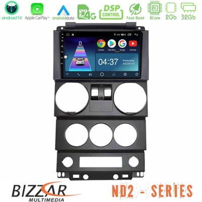 Bizzar ND2 Series 8Core Android14 2+32GB  Jeep Wrangler 2Door 2008-2010 Navigation Multimedia Tablet 9