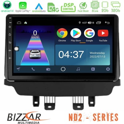 Bizzar ND2 Series 8Core Android14 2+32GB  Mazda 2 2014-2021 Navigation Multimedia Tablet 9