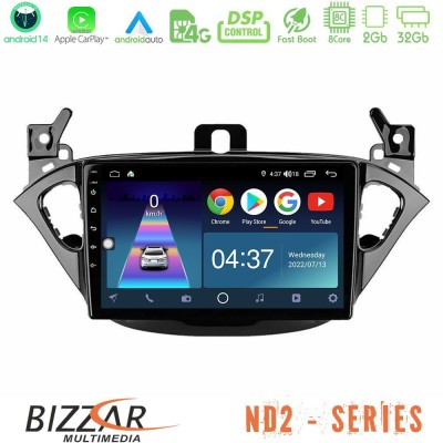 Bizzar ND2 Series 8Core Android14 2+32GB  Opel Corsa E/Adam Navigation Multimedia Tablet 9