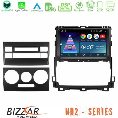 Bizzar ND2 Series 8Core Android14 2+32GB  Toyota Land Cruiser J120 2002-2009 Navigation Multimedia Tablet 9