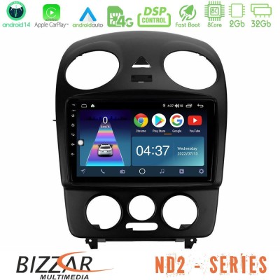 Bizzar ND2 Series 8Core Android14 2+32GB  VW Beetle Navigation Multimedia Tablet 9