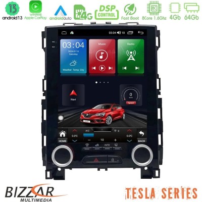 Bizzar Tesla Series 8Core Android13 4+64GB Renault Megane 4 Navigation Multimedia Tablet 9.7