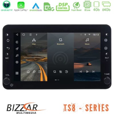 Bizzar Alfa Romeo 159/Brera/Spider 8Core Android14 4+64GB Navigation Multimedia Tablet 7