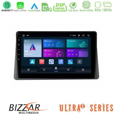 Bizzar Ultra Series Renault Arkana 2019-> 8core Android13 8+128GB Navigation Multimedia Tablet 10