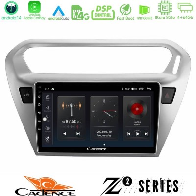 Cadence Z2 Series 8Core Android14 4+64GB  Citroën C-Elysée / Peugeot 301 Navigation Multimedia Tablet 9