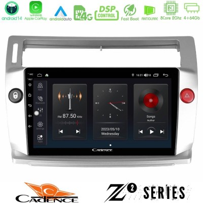 Cadence Z2 Series 8Core Android14 4+64GB  Citroen C4 2004-2010 Navigation Multimedia Tablet 9