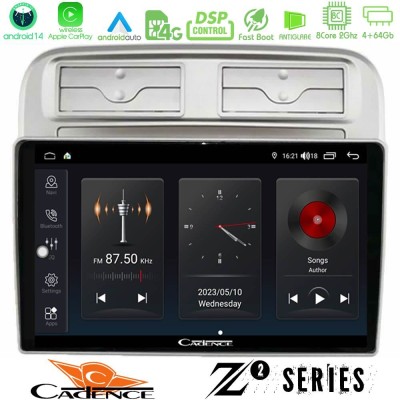 Cadence Z2 Series 8Core Android14 4+64GB  Fiat Grande Punto 2006-2011 Navigation Multimedia Tablet 9