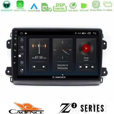 Cadence Z2 Series 8Core Android14 4+64GB Citroen/Fiat/Opel Navigation Multimedia Tablet 9