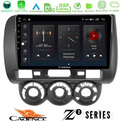 Cadence Z2 Series 8Core Android14 4+64GB  Honda Jazz 2002-2008 (Manual A/C) Navigation Multimedia Tablet 9