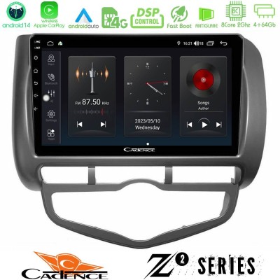 Cadence Z2 Series 8Core Android14 4+64GB  Honda Jazz 2002-2008 (Auto A/C) Navigation Multimedia Tablet 9