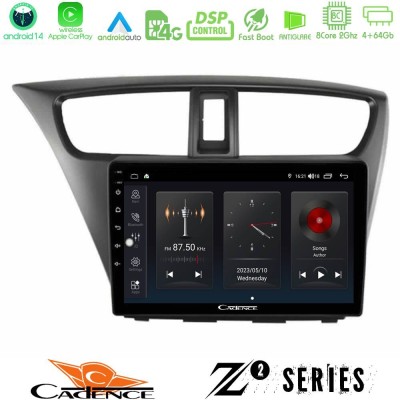 Cadence Z2 Series 8Core Android14 4+64GB  Honda Civic Hatchback 2012-2015 Navigation Multimedia Tablet 9
