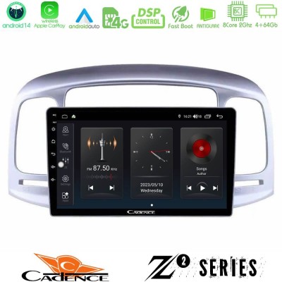 Cadence Z2 Series 8Core Android14 4+64GB  Hyundai Accent 2006-2011 Navigation Multimedia Tablet 9