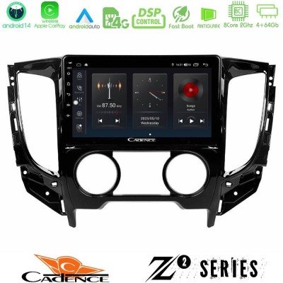 Cadence Z2 Series 8Core Android14 4+64GB  Mitsubishi L200 2016-> & Fiat Fullback (Manual A/C) Navigation Multimedia Tablet 9