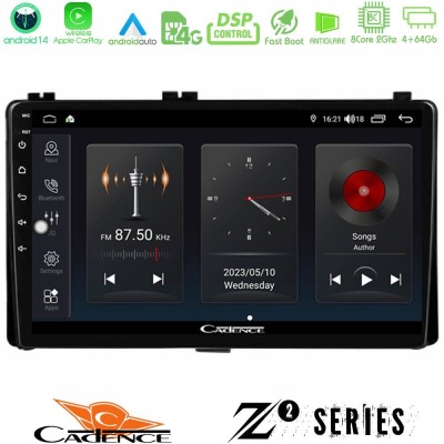 Cadence Z2 Series 8Core Android14 4+64GB  Toyota Corolla/Auris 2017-2019  Navigat-ion Multimedia Tablet 9