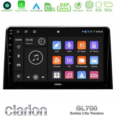 Clarion GL700 Lite Series 8Core Android11 2+32GB Peugeot Partner / Citroen Berlingo 2020-> Navigation Multimedia Tablet 10