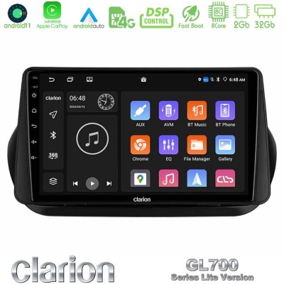 Clarion GL700 Lite Series 8Core Android11 2+32GB Fiat Fiorino/Citroen Nemo/Peugeot Bipper Navigation Multimedia Tablet 10