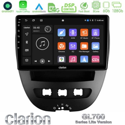 Clarion GL700 Lite Series 8Core Android11 6+128GB Toyota Aygo/Citroen C1/Peugeot 107 Navigation Multimedia Tablet 10