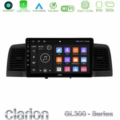 Clarion GL300 Series 4Core Android11 2+32GB Toyota Corolla 2002-2006 Navigation Multimedia Tablet 9