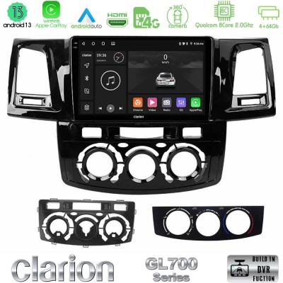 Clarion GL700 Series 8Core Android13 4+64GB Toyota Hilux 2007-2011 Navigation Multimedia Tablet 9