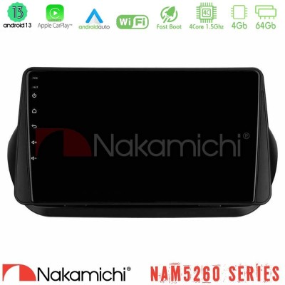 Nakamichi NAM5260 Series 4Core Android13 4+64GB Fiat Fiorino/Citroen Nemo/Peugeot Bipper Navigation Multimedia Tablet 10