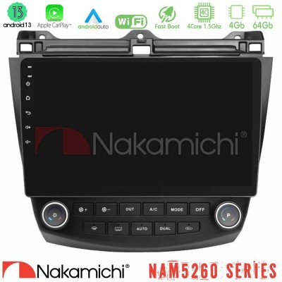 Nakamichi NAM5260 Series 4Core Android13 4+64GB Honda Accord 2002-2008 Navigation Multimedia Tablet 10