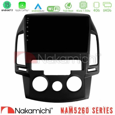 Nakamichi NAM5260 Series 4Core Android13 4+64GB Hyundai i30 2007-2012 Manual A/C Navigation Multimedia Tablet 9
