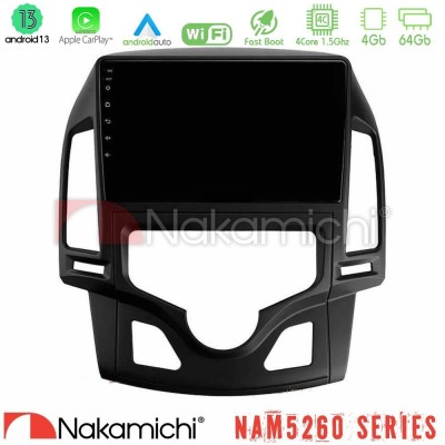 Nakamichi NAM5260 Series 4Core Android13 4+64GB Hyundai i30 2007-2012 Auto A/C Navigation Multimedia Tablet 9