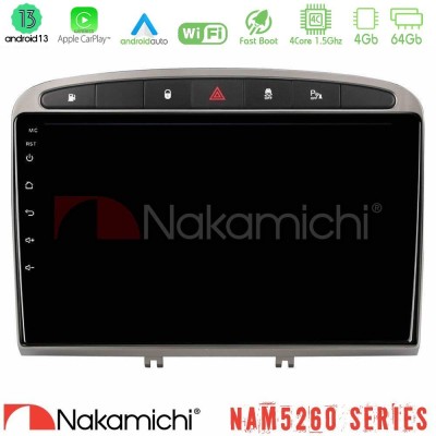 Nakamichi NAM5260 Series 4Core Android13 4+64GB Peugeot 308/RCZ Navigation Multimedia Tablet 9