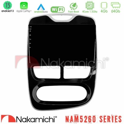 Nakamichi NAM5260 Series 4Core Android13 4+64GB Renault Clio 2012-2016 Navigation Multimedia Tablet 10