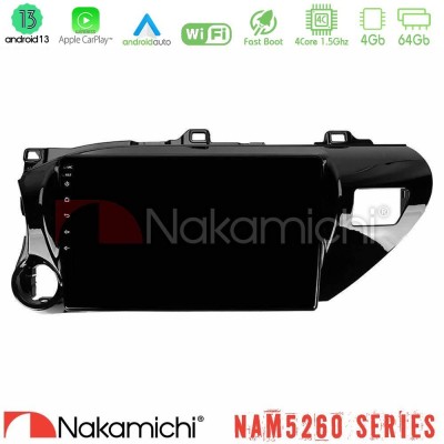 Nakamichi NAM5260 Series 4Core Android13 4+64GB Toyota Hilux 2017-2021 Navigation Multimedia Tablet 10
